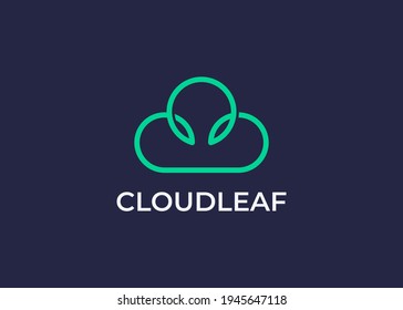 cloud computing with leaf and storage vector logo technology design template new app image concept element
