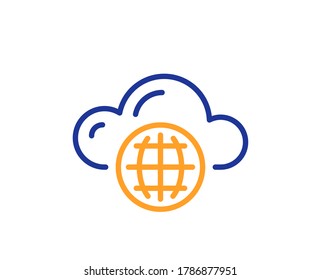 Cloud computing line icon. Internet data storage sign. File hosting technology symbol. Colorful thin line outline concept. Linear style cloud computing icon. Editable stroke. Vector