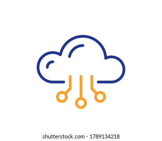Cloud computing line icon. Internet data storage sign. File hosting technology symbol. Colorful thin line outline concept. Linear style cloud computing icon. Editable stroke. Vector