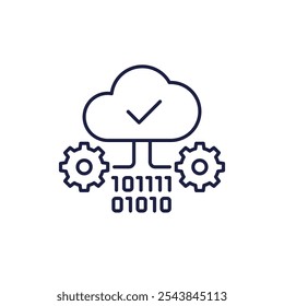 ícone de linha de computação em nuvem em branco, vetor