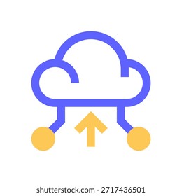 Icono de línea de computación en nube, símbolo de esquema para servidor de red, infraestructura de Internet, almacenamiento virtual, acceso remoto e Tecnología escalable. Icono de signo de Vector.