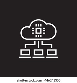 cloud computing line icon, outline vector illustration, linear pictogram isolated on black