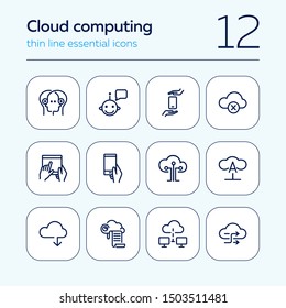 Cloud computing line icon set. Exchange, networking, print. Information technology concept. Can be used for topics like data storage, big data, personal data