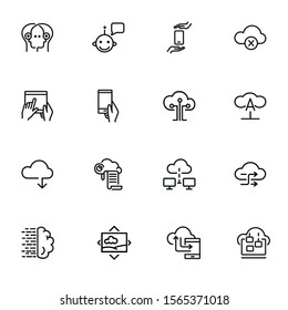 Cloud computing line icon set. Exchange, networking, print. Information technology concept. Can be used for topics like data storage, big data, personal data