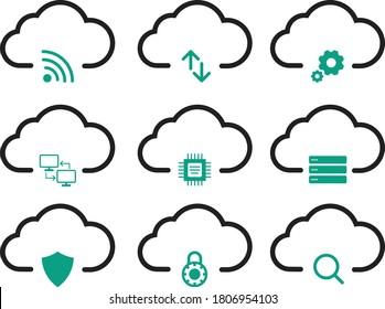 cloud computing line icon set for web and mobile applications. 