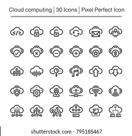 cloud computing line icon set