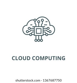 Cloud computing line icon, vector. Cloud computing outline sign, concept symbol, flat illustration