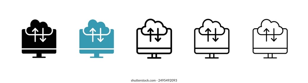 Cloud computing line icon vector set.
