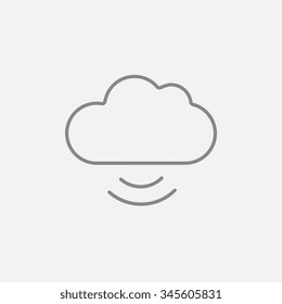 Cloud computing line icon for web, mobile and infographics. Vector dark grey icon isolated on light grey background.