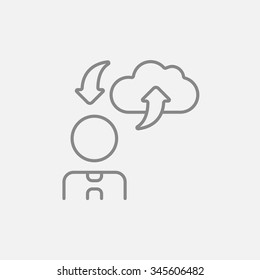 Cloud computing line icon for web, mobile and infographics. Vector dark grey icon isolated on light grey background.