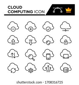 Cloud Computing line icons set. Editable Stroke