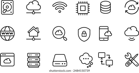 Cloud Computing Line Icons Vektorgrafik Design