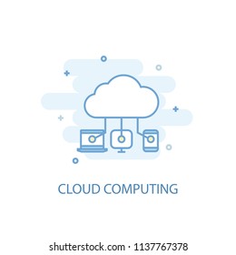 Cloud computing line trendy icon. Simple line, colored illustration. Cloud computing symbol flat design from Big data set. Can be used for UI/UX