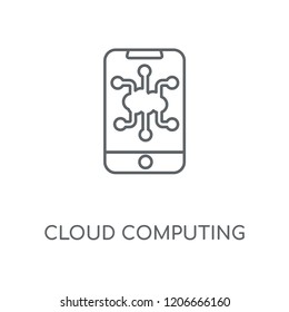 Cloud computing linear icon. Cloud computing concept stroke symbol design. Thin graphic elements vector illustration, outline pattern on a white background, eps 10.