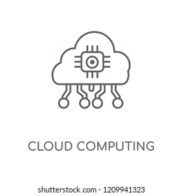 Cloud computing linear icon. Cloud computing concept stroke symbol design. Thin graphic elements vector illustration, outline pattern on a white background, eps 10.