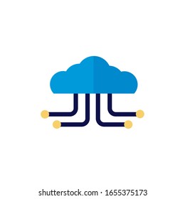 cloud computing with lines network flat style vector illustration design