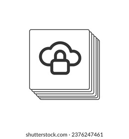 Cloud computing lock icon isolated on white background. Encrypted backups symbol modern, simple, vector, icon for website design, mobile app, ui. Vector Illustration