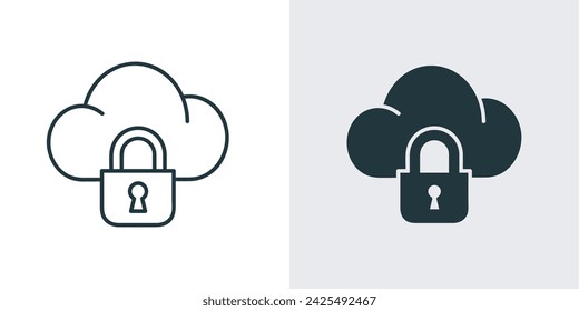 Cloud computing lock icon line and solid. Concept of cloud protection,  Cloud security, vector illustration