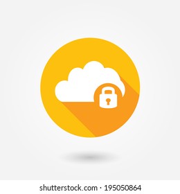 Cloud Computing Lock Icon | Vector Flat Design Element On White Background