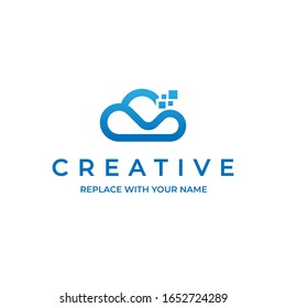 Cloud computing logo with a blue icon