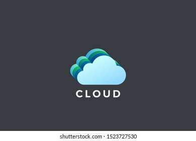 Cloud computing Logo design vector template. Data Storage network technology Logotype icon.