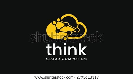 Cloud computing logo with network connections and the word think