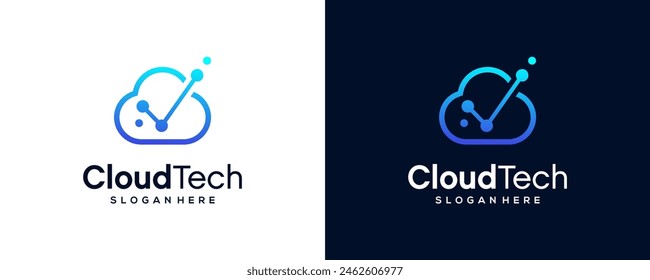Cloud computing logo. Technology design template. Cloud technologies logo. vector template