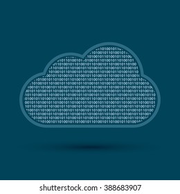 Cloud computing made with binary code in background blue