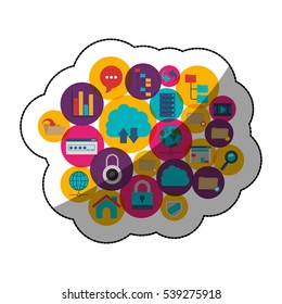 Cloud computing and media icon set design