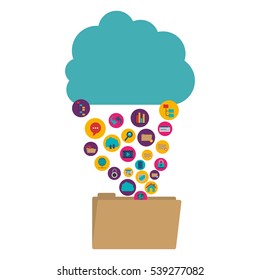 Cloud computing and media icon set design