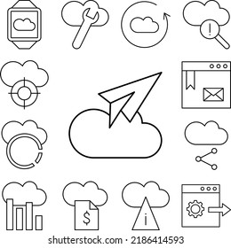 Cloud computing, message, SEO icon in a collection with other items