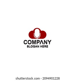 cloud computing with mic podcast logo design.