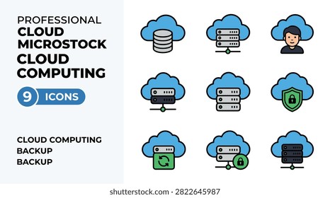 Cloud Computing Microstock Icons Set Representing Data Storage And Servers