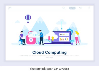 Cloud computing modern flat design concept. Business technology and people concept. Landing page template. Conceptual flat vector illustration for web page, website and mobile website.