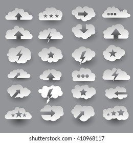 Cloud computing modern icons set with dots arrows and stars icons
