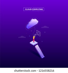 Cloud Computing - Modern Isometric Vector Web Banner