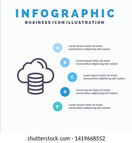 Cloud, Computing, Money, Dollar Blue Infographics Template 5 Steps. Vector Line Icon template