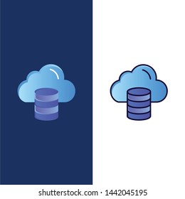 Cloud, Computing, Money, Dollar  Icons. Flat and Line Filled Icon Set Vector Blue Background