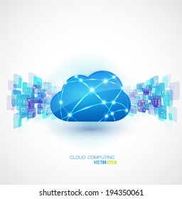 cloud computing with motion network background concept, vector illustration