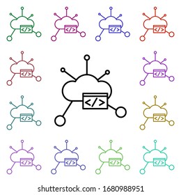 Cloud computing multi color icon. Simple thin line, outline vector of web icons for ui and ux, website or mobile application