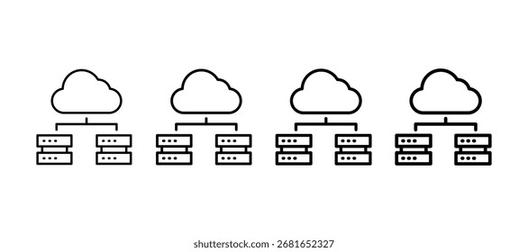 Cloud Computing Multiple Line Icon Element