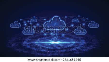 Cloud computing. Multiple cloud symbol vector illustration, 2D cloud, 3D cloud, multi-cloud work connected data.