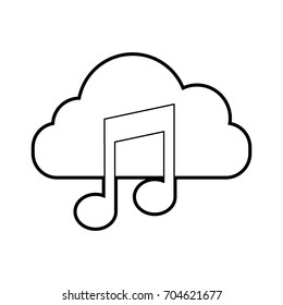 cloud computing with music note isolated icon