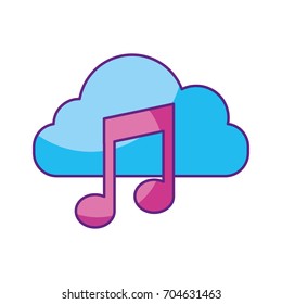 cloud computing with music note isolated icon
