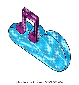 cloud computing with music note isometric icon