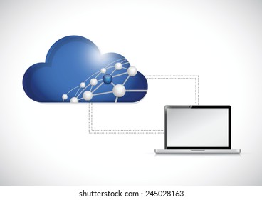 cloud computing network and computer illustration design over a white background