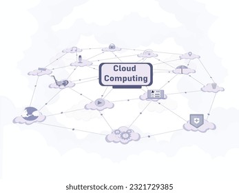 Cloud Computing Network with Connected Electronic Devices Illustration 