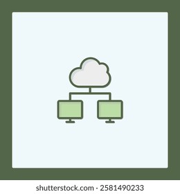 Cloud Computing Network Icon: Data Synchronization in the Cloud