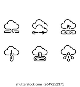Cloud Computing Network Icons Modern Minimalist Line Art Set for Web and App Design