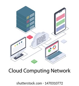 Cloud computing network isometric icon 